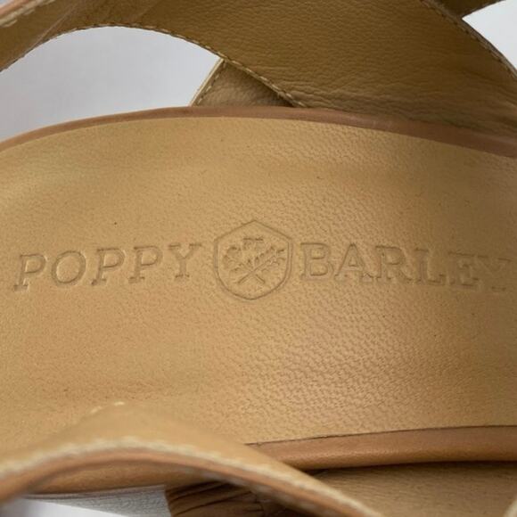 Poppy Barley Womens Brown Tan leather Open Toe Block Heels Slingback Sandals 7.5 - Picture 6 of 6